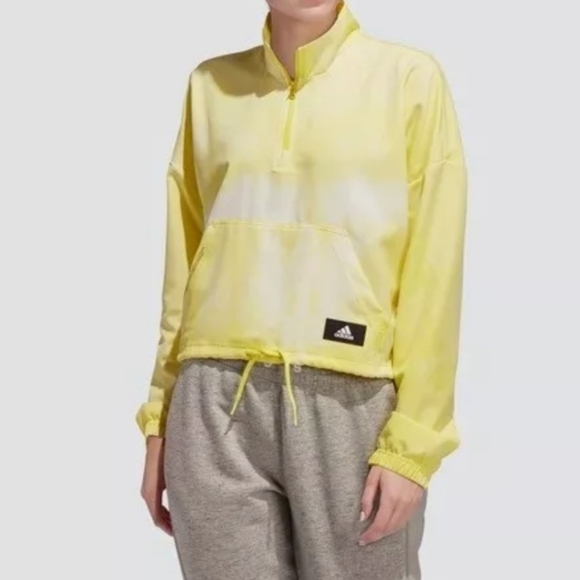 adidas Jackets & Blazers - Adidas Cropped Windbreaker - Yellow Tie-Dye - Medium‎